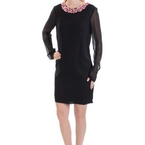 French Connection Beaded Neckline Black Dress
